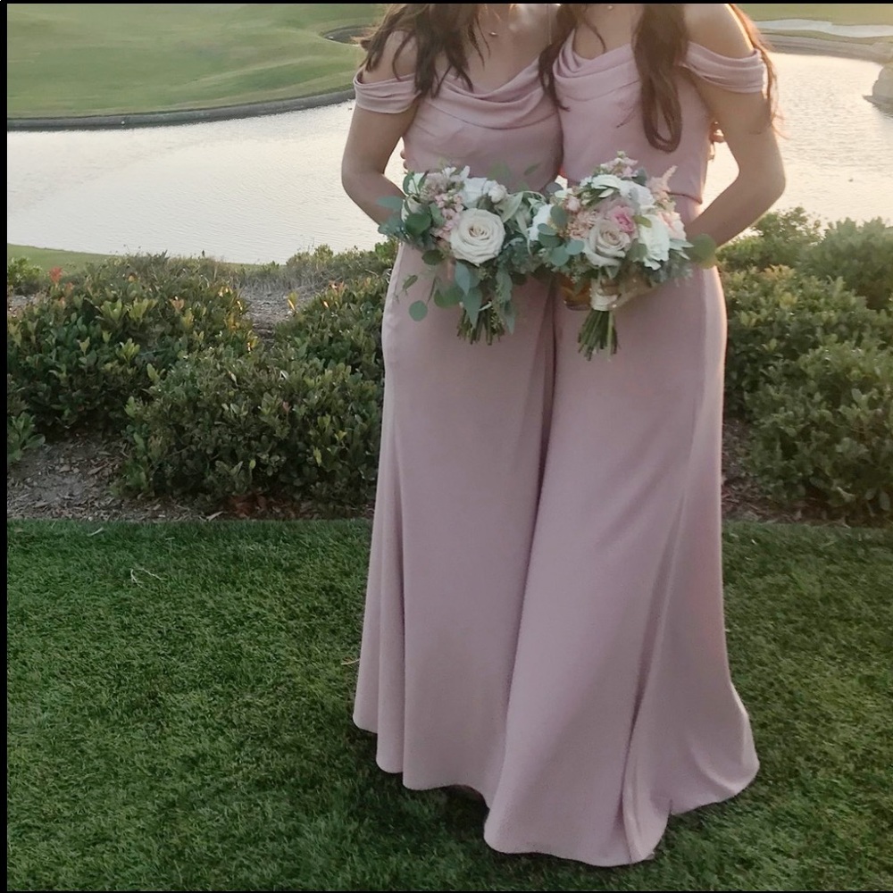 Jenny Yoo Collection size 4. Dusty rose color. Worn once. Floor length, I’m 5’4